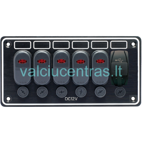 Jungiklių skydelis 190 x 95mm su USB  Jungiklių skydelis 190 x 95mm su USB